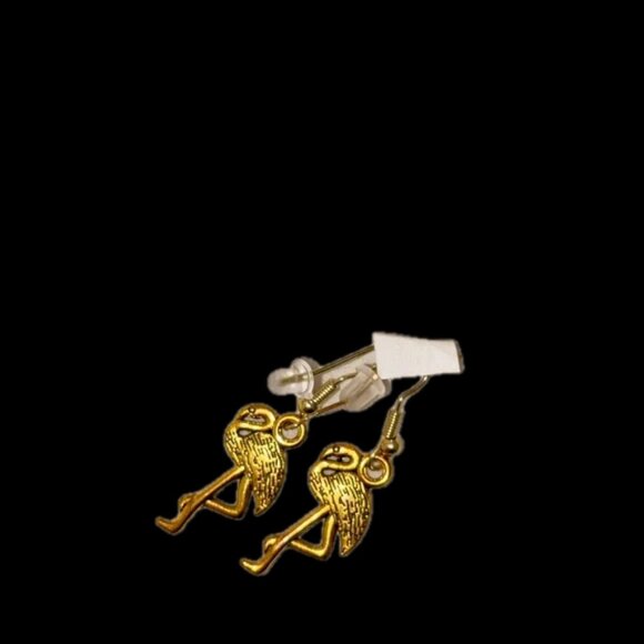 NWOT BRASS Flamingo Urban Gold Earrings - Picture 6 of 7
